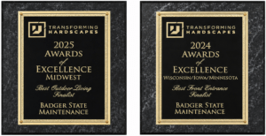 Badger State Maintenance 2025 Awards of Excellence Midwest Best Outdoor Living finalist plaque